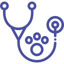 A stylized logo featuring a circular design with a wave pattern inside, surrounded by four semicircles positioned at the top, bottom, left, and right. The design, reminiscent of trust in a veterinarian's care, is in solid blue against a white background.